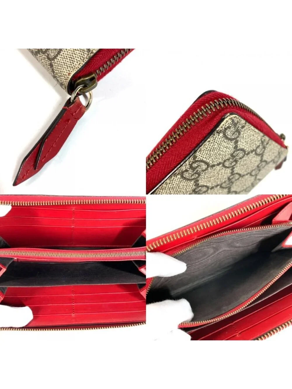 Gucci Wallet GG Logo Cherry Rhinestone Supreme Canvas - Picture 8 of 9